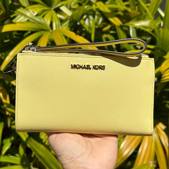 Michael Kors Jet Set Large Chain Tote Bag + Double Zip Wallet Black Yellow - Picture 11 of 16